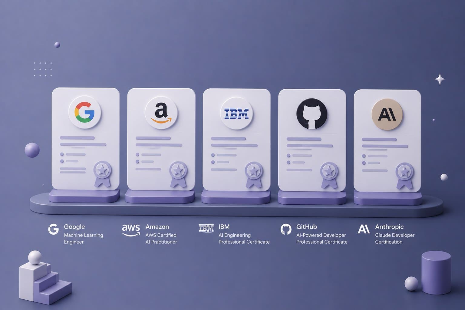 Las 5 certificaciones de IA de Google, Amazon, IBM, GitHub y Anthropic