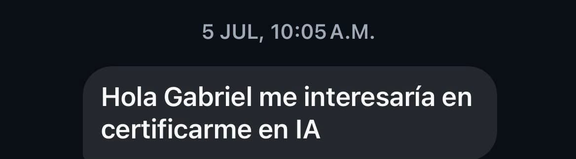 Hola Gabriel me interesaría en certificarme en IA